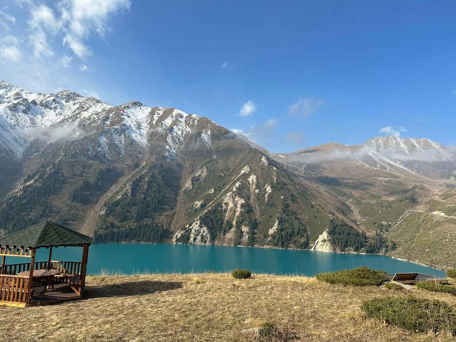 Turquoise water at Big Almaty Lake under the Tien Shan