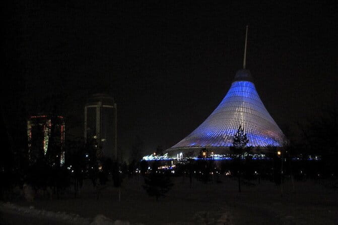 Guided Night Time Tour of Astana in a Private Car - Atyrau Bridge ends with a useful photo stop